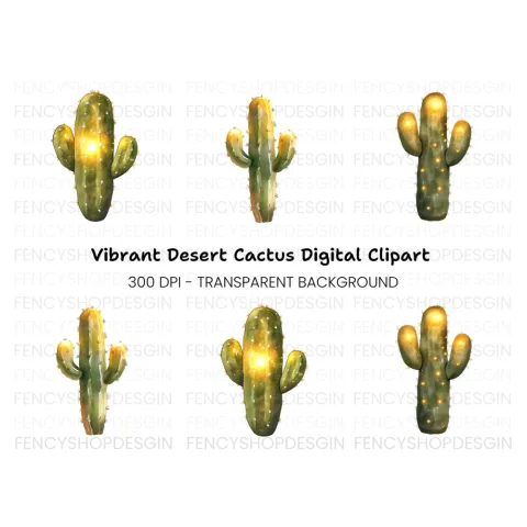 Sparkling Cactus Clipart Bundle