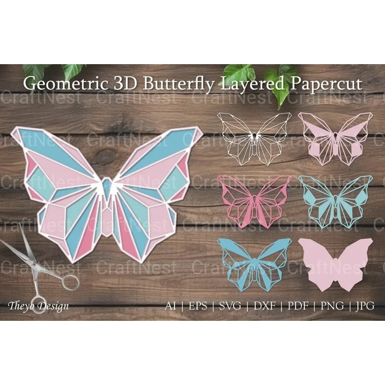 Geometric D Butterfly SVG Bundle