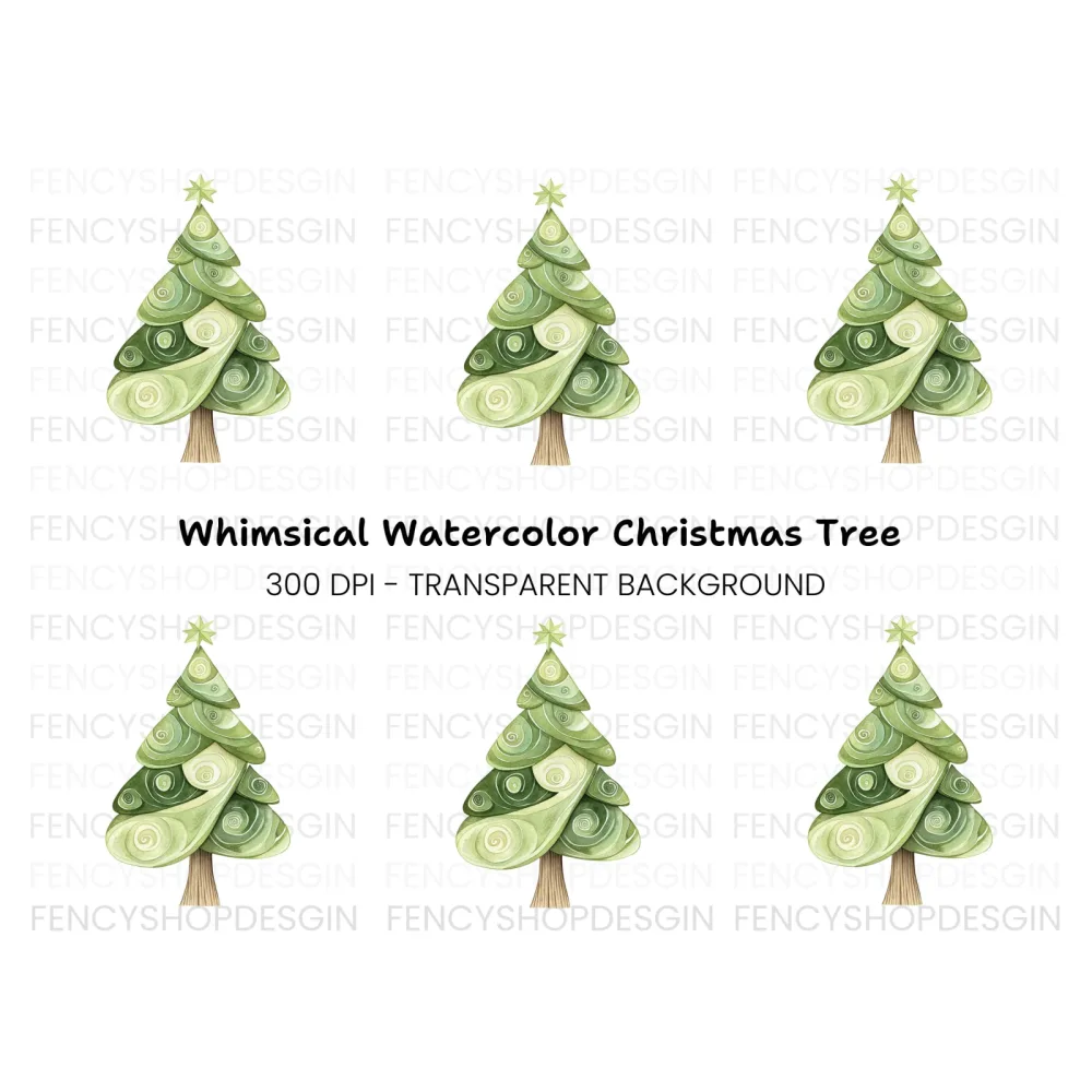 Whimsical Christmas Tree Clipart Bundle