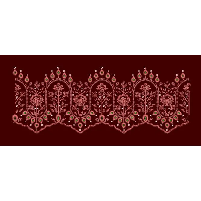 Ornate Arch and Floral Spire Feston Embroidery Design