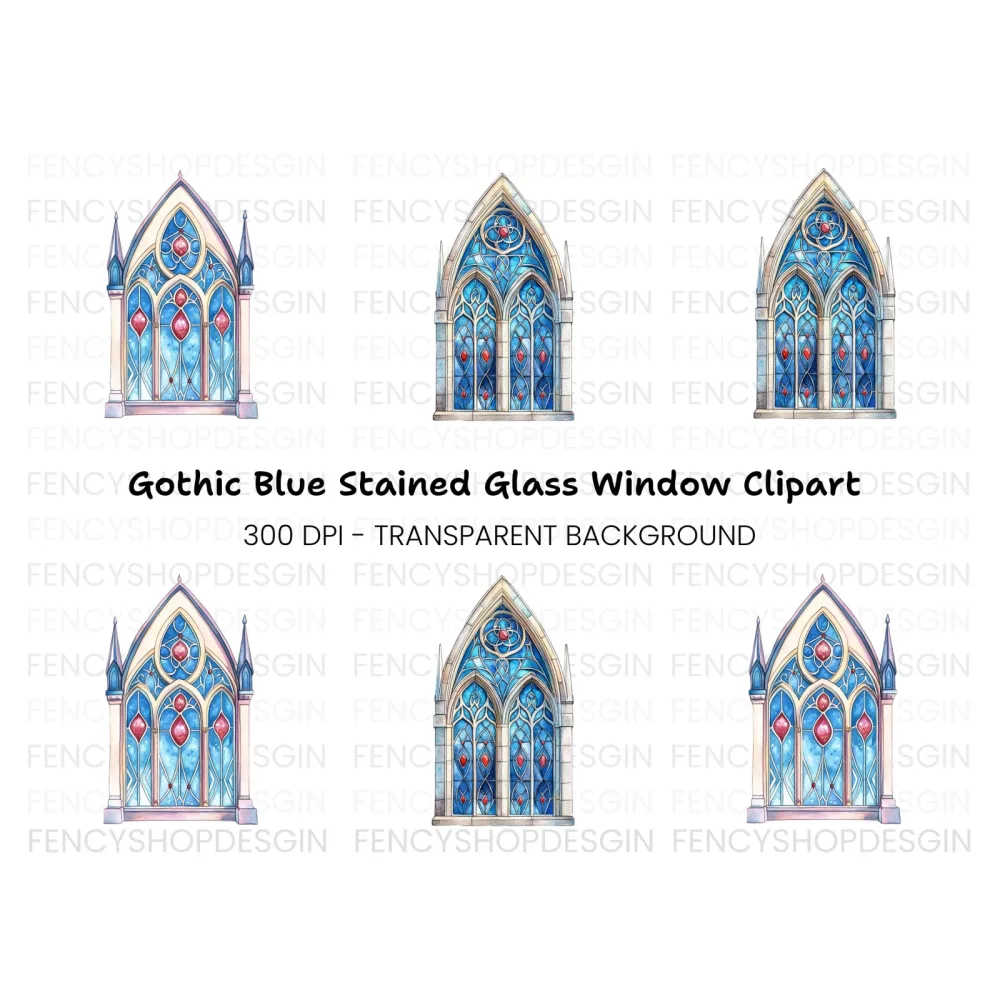 Gothic Stained Glass Window Clipart Bundle