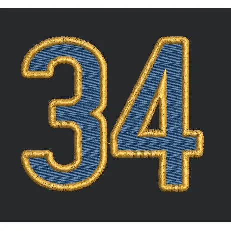 Outlined Numeric Emblem Embroidery Design