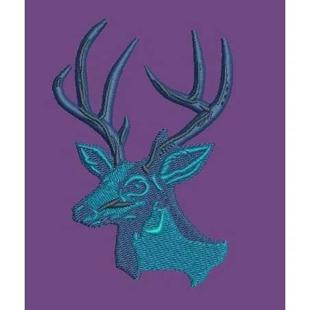 Azure Antler Profile Embroidery Design