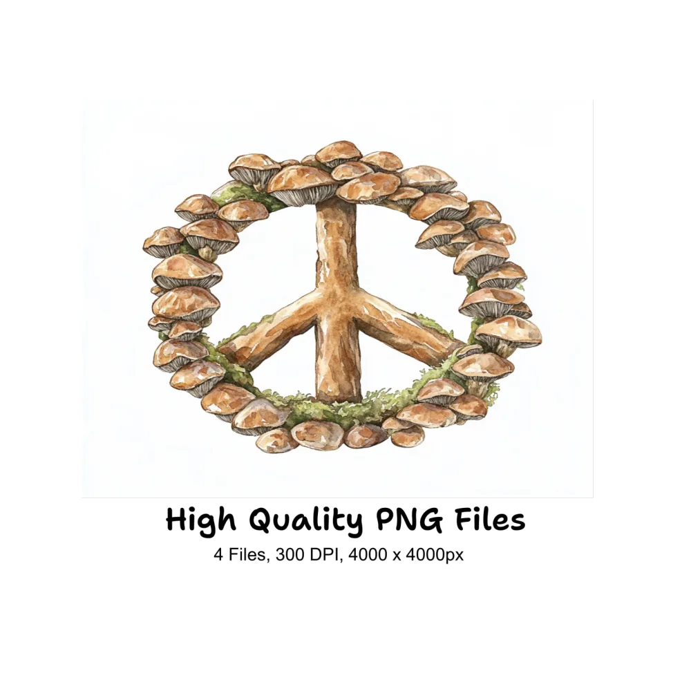 Mushroom Peace Sign Clipart Bundle