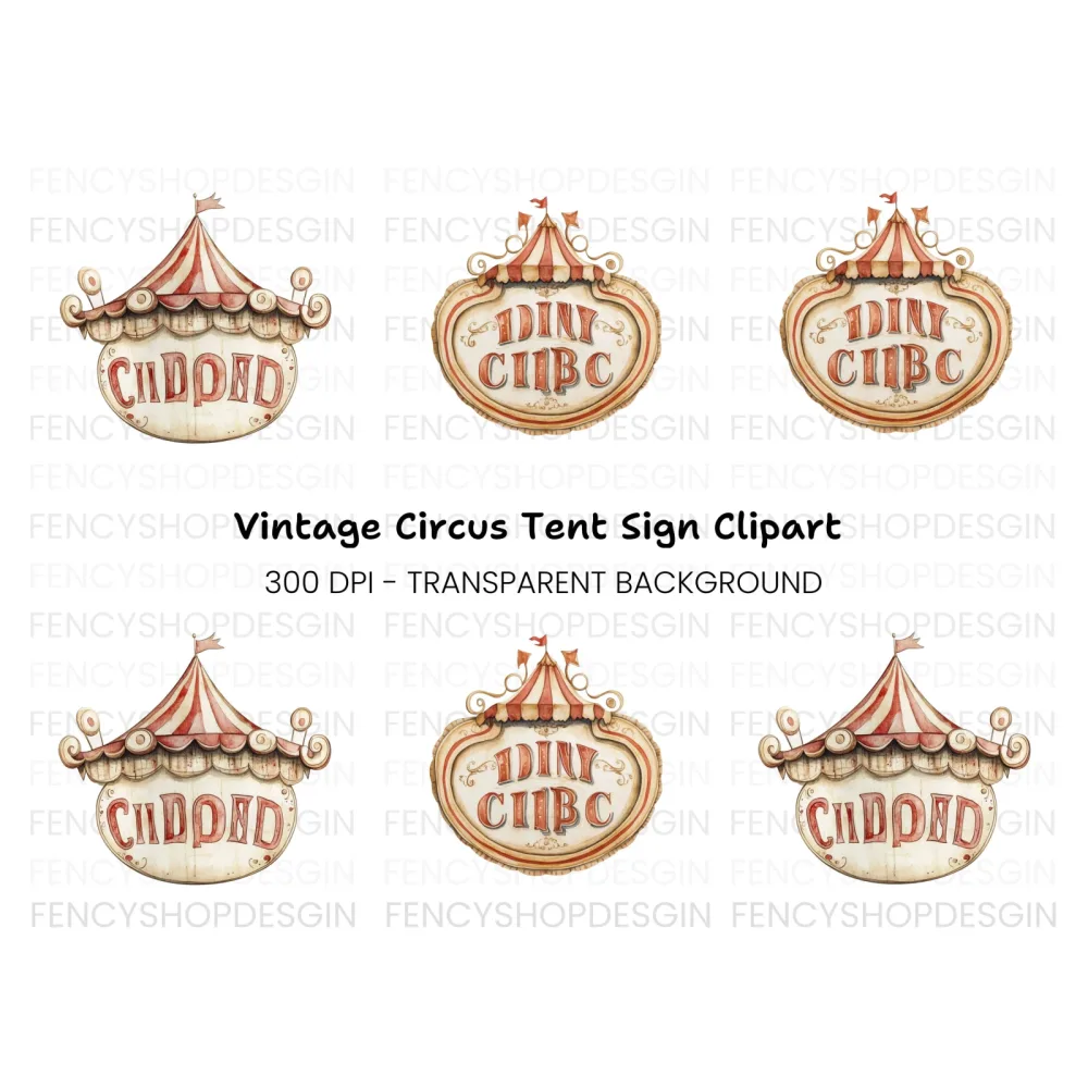 Vintage Circus Signboard Clipart Bundle