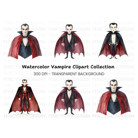 Classic Vampire Character Clipart Bundle