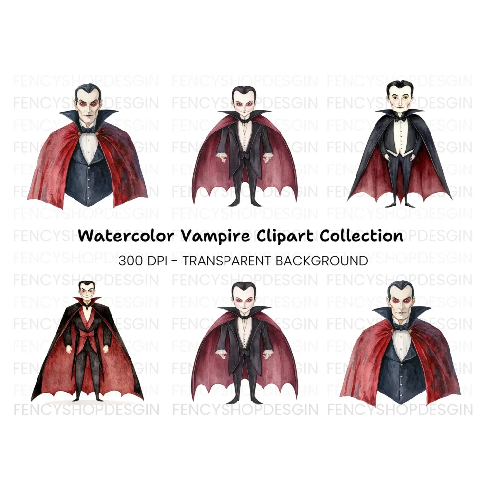 Classic Vampire Character Clipart Bundle