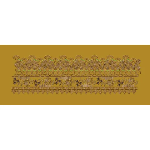 Lattice Mesh and Floral Vine Border Embroidery Design
