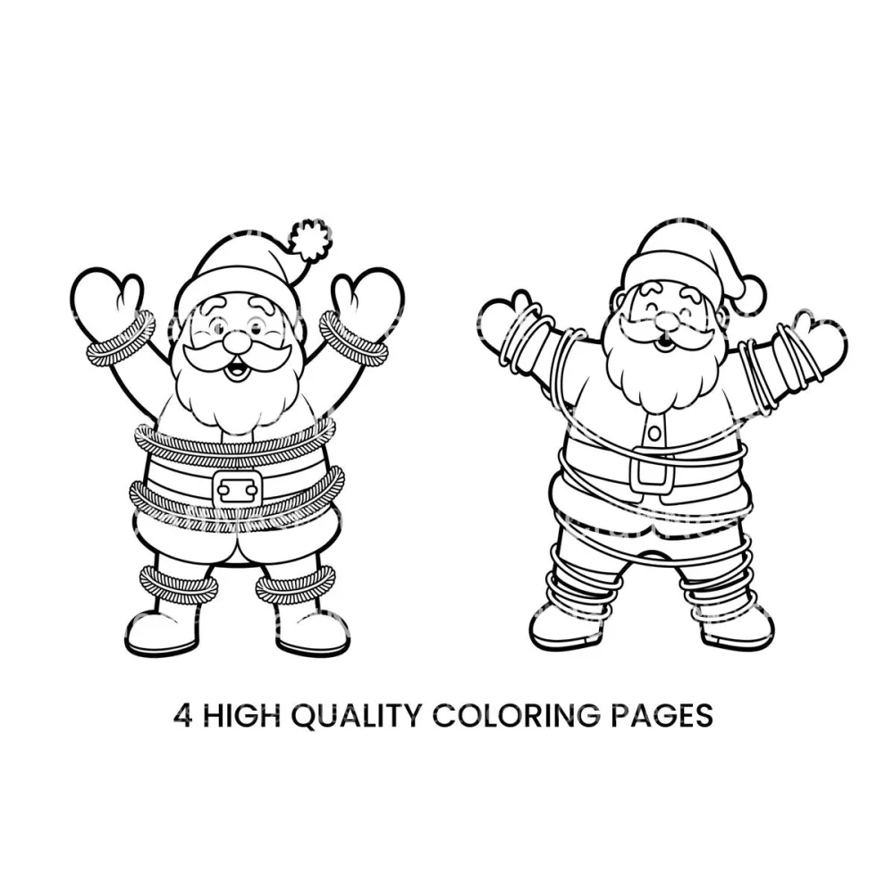 Santa Claus Stuck in Christmas Lights Coloring Books