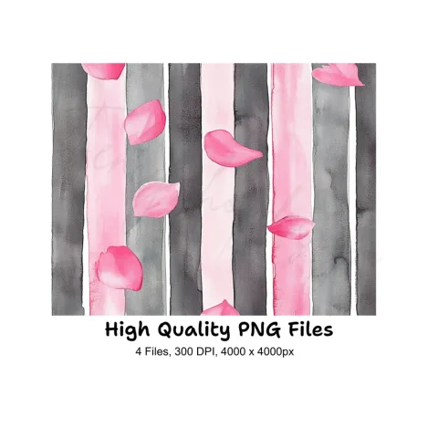 Pink Petals Stripes Clipart Bundle