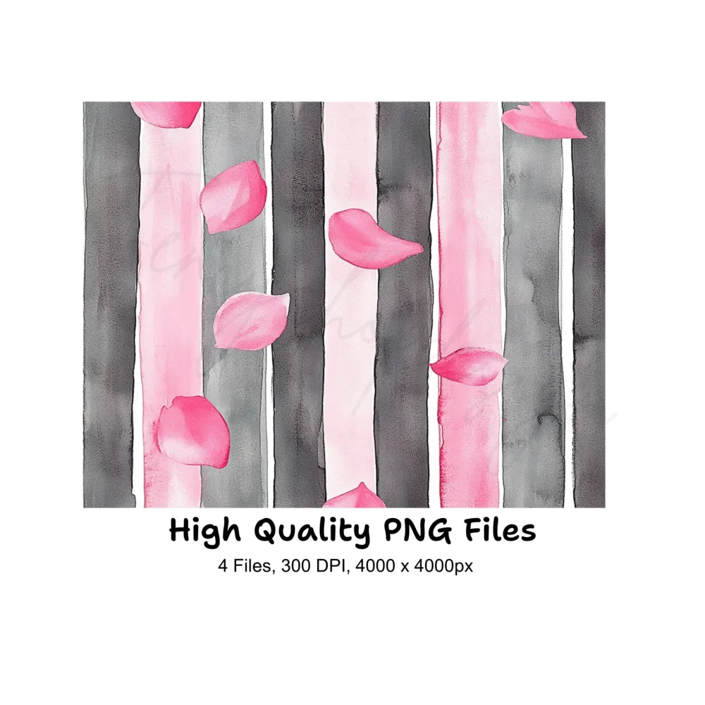 Pink Petals Stripes Clipart Bundle