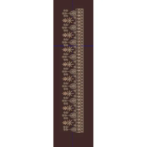 Vintage Filigree Chocolate Brown Floral Border Embroidery Design