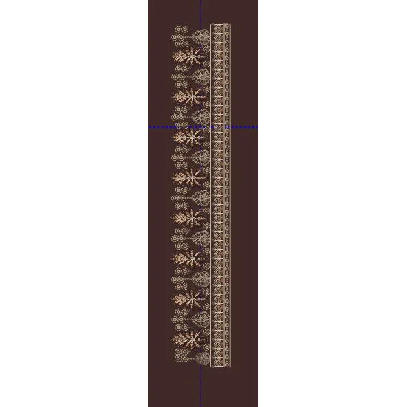 Vintage Filigree Chocolate Brown Floral Border Embroidery Design