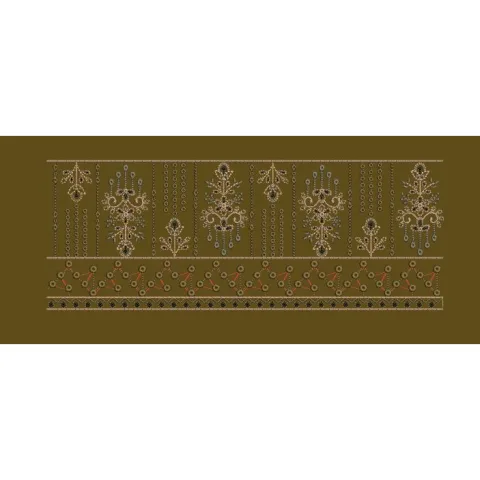 Chandelier Motif and Beaded Drop Border Embroidery Design