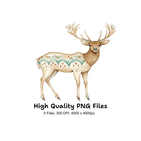 Boho Deer Clipart Bundle