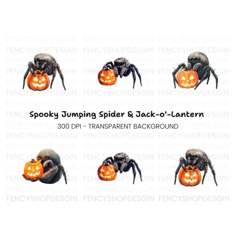 Cute Halloween Spider Pumpkin Clipart Bundle