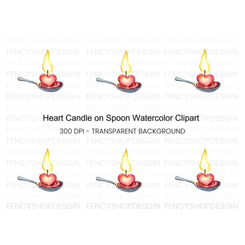 Heart Candle on Spoon Clipart Bundle