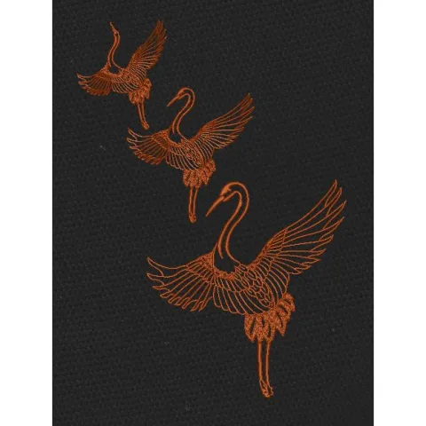 Bronze Cranes Trio Embroidery Design