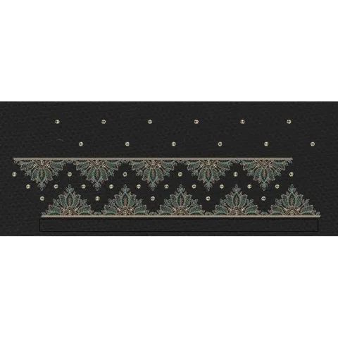 Floral Jacquard Woven Black Embroidery Design
