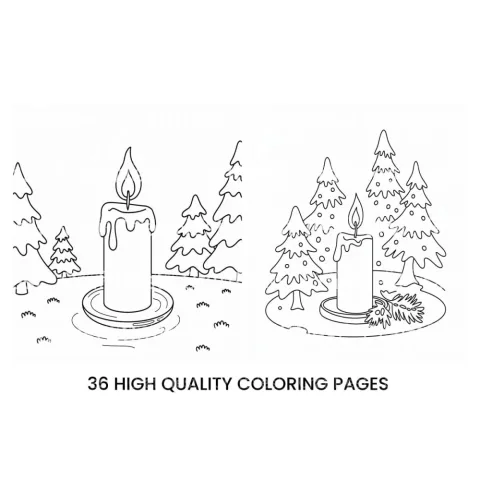Winter Candle Mitten Coloring Books
