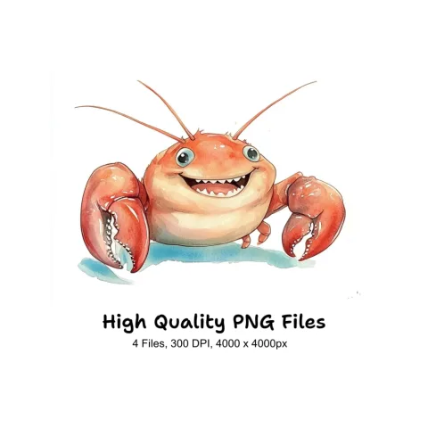 Happy Cartoon Lobster Clipart Bundle