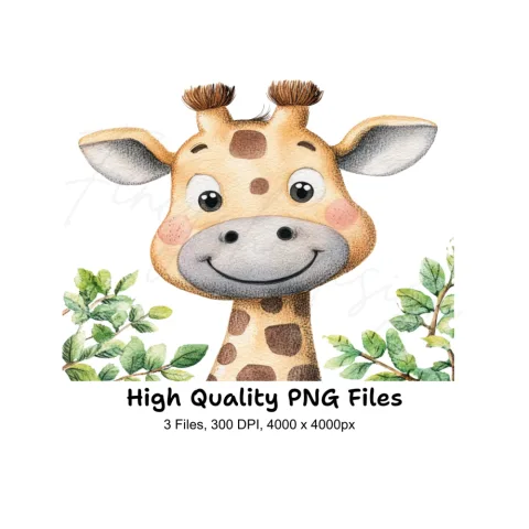Adorable Baby Giraffe Clipart Bundle