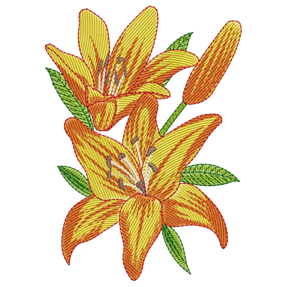 Rust Flower Embroidery Design