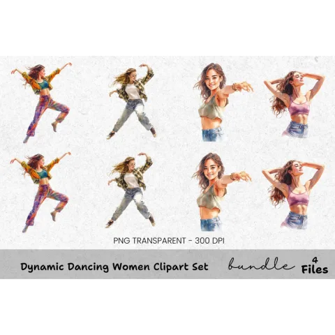 Dynamic Dancing Women Clipart Bundle