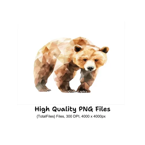 Brown Geometric Bear Duo Clipart Bundle