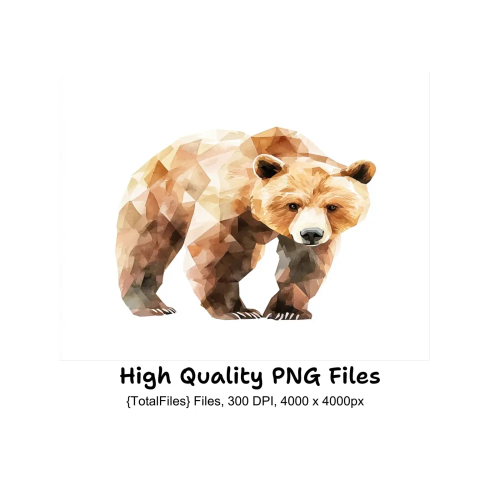 Brown Geometric Bear Duo Clipart Bundle