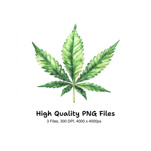 Vibrant Green Marijuana Leaf Clipart Bundle
