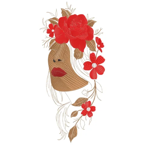 Rosy Face Embroidery Design