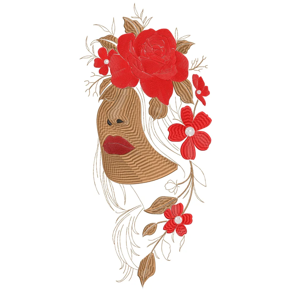 Rosy Face Embroidery Design