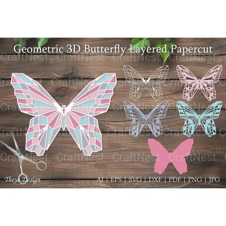 Geometric D Butterfly SVG Bundle