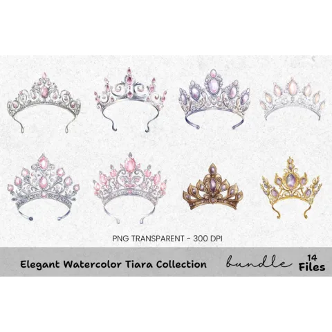 Elegant Tiara Clipart Bundle