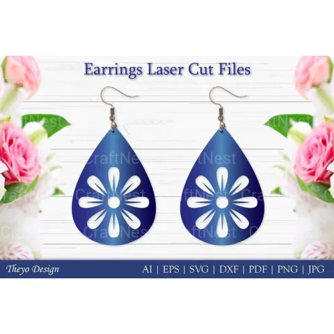 Laser Cut Flower Earrings SVG Bundle