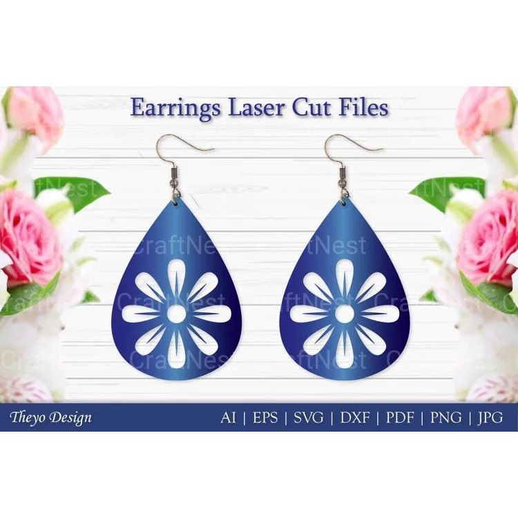 Laser Cut Flower Earrings SVG Bundle