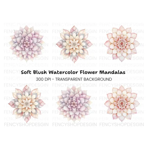 Soft Pastel Dahlia Flower Clipart Bundle