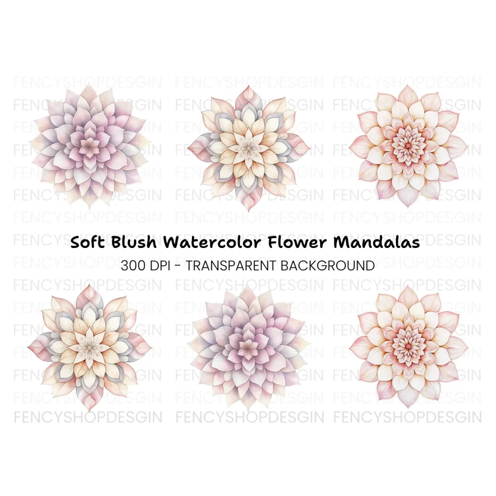 Soft Pastel Dahlia Flower Clipart Bundle