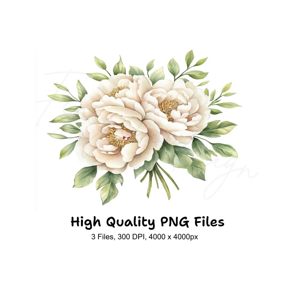 Peony Bouquet Clipart Bundle