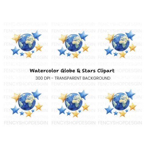 Earth and Stars Clipart Bundle