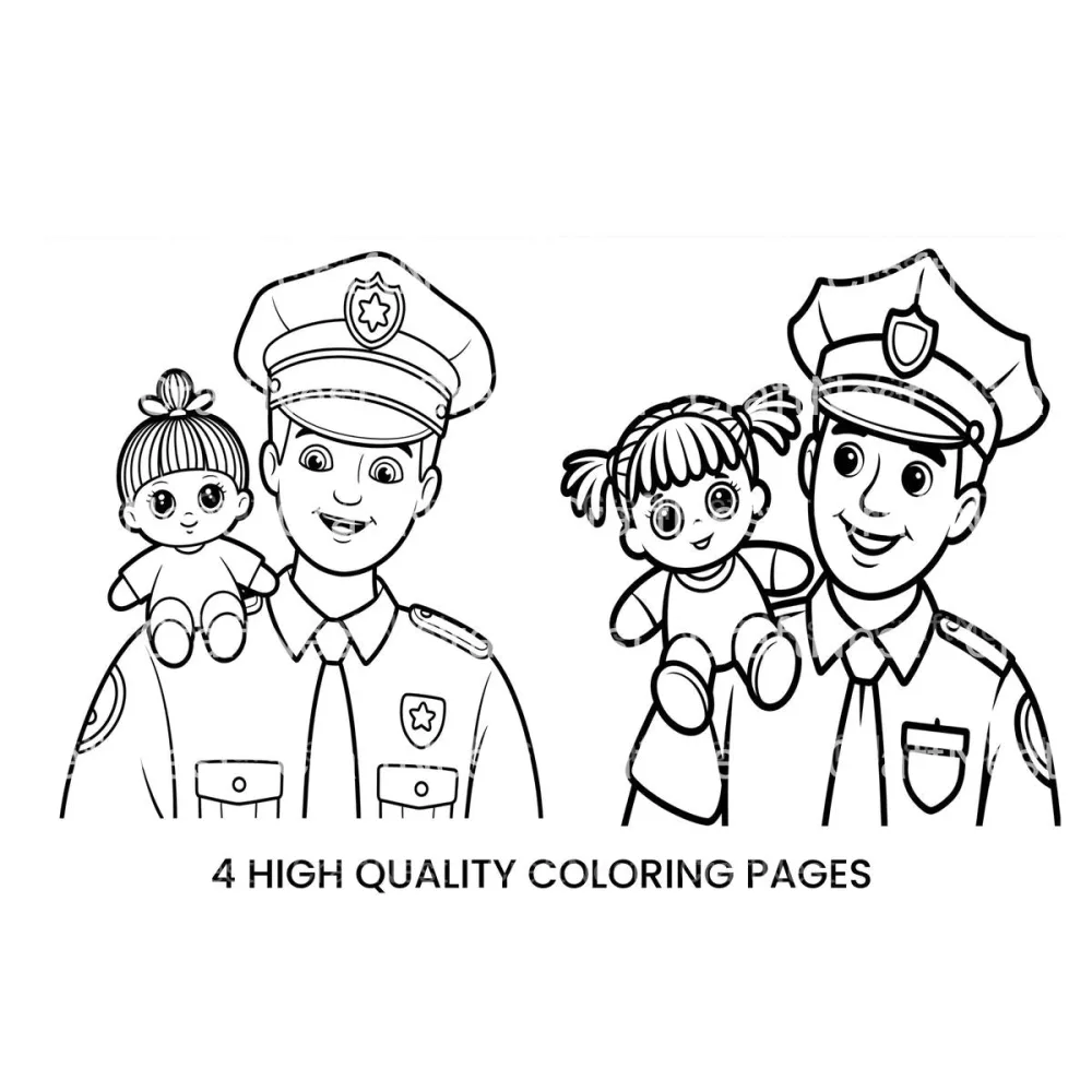 Police Officer and Doll Coloring Books