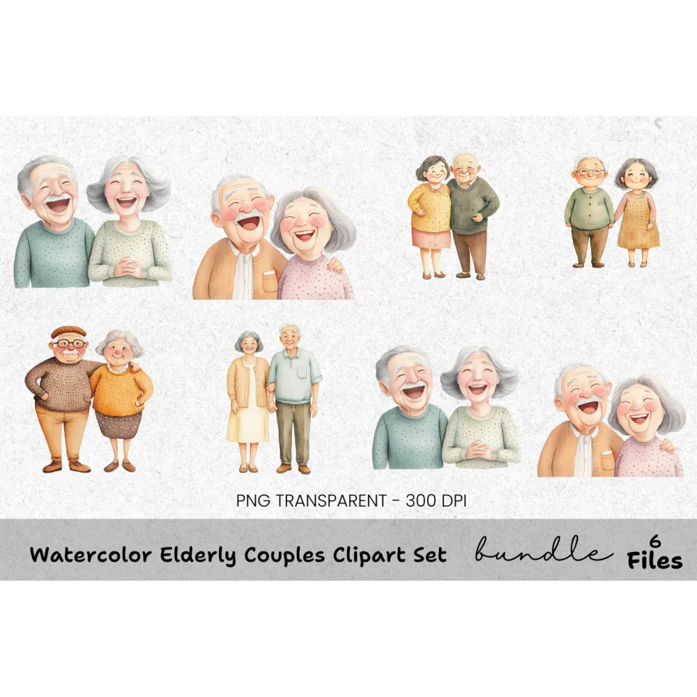 Elderly Couples Clipart Bundle