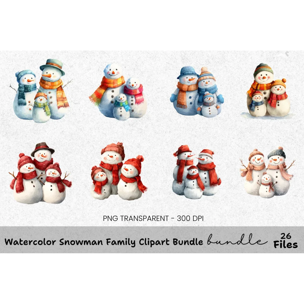Snowman Family Clipart Bundle