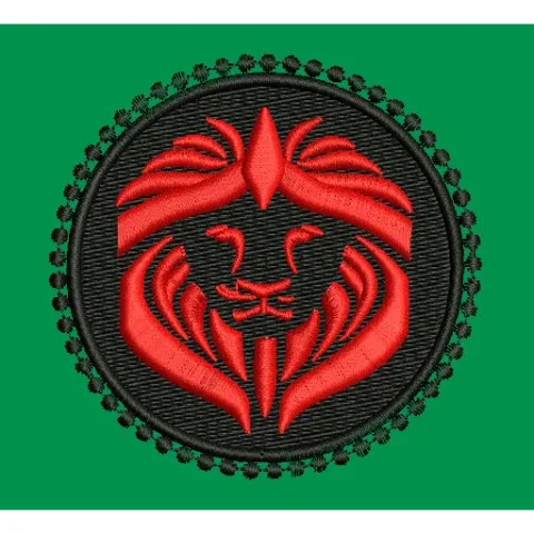 Ornate Lion Crest Emblem Embroidery Design