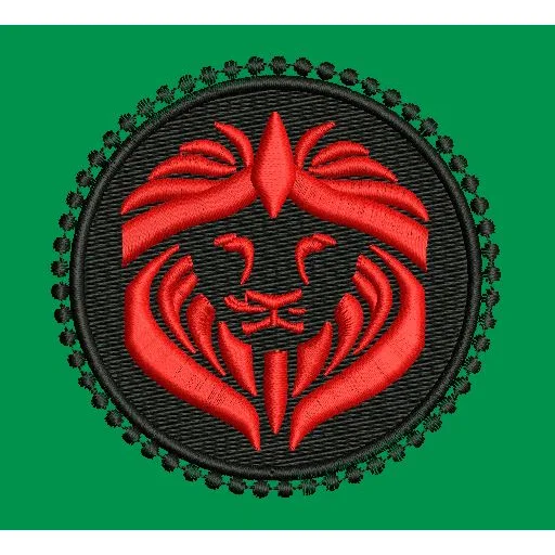 Ornate Lion Crest Emblem Embroidery Design