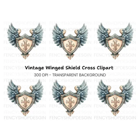 Winged Shield Cross Clipart Bundle