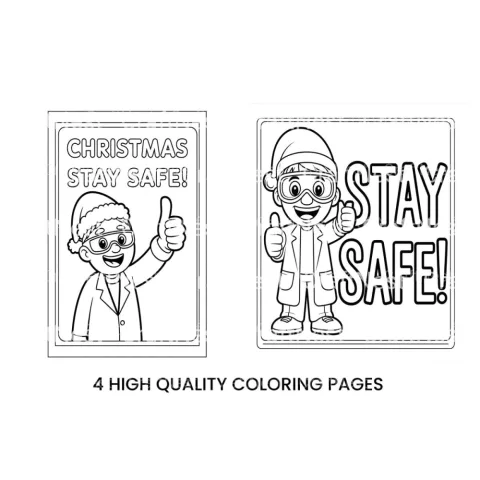 Christmas Stay Safe Scientist Coloring Books