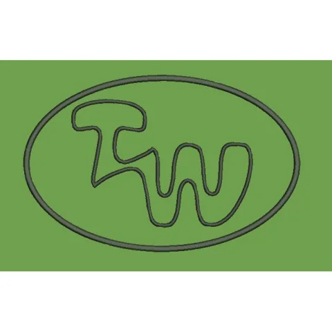 Oval Encased Wavy Monogram Embroidery Design