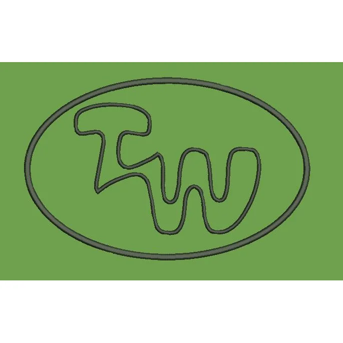 Oval Encased Wavy Monogram Embroidery Design